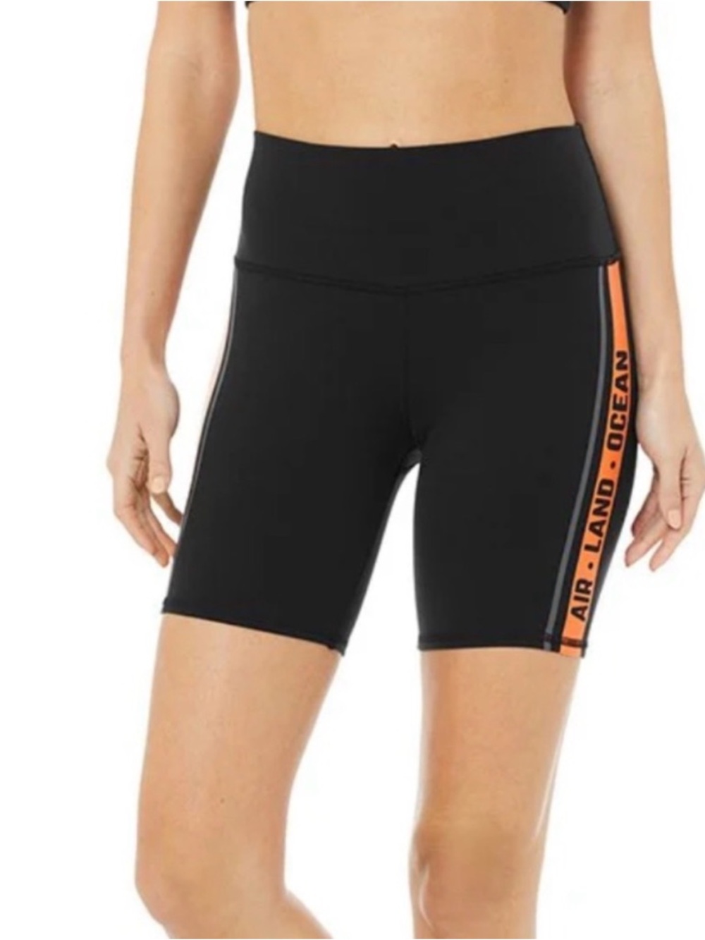 ALO Spin Bike Exercise High Waist Shorts in Black Orange Sz XS